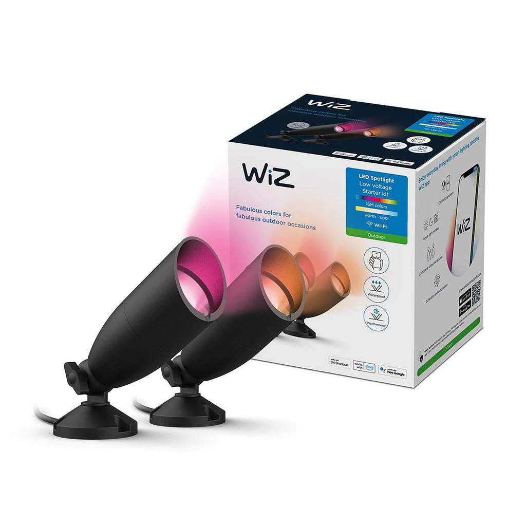 LED hagespot med jordspyd 2-pk dimbar RGB IP65 WiFi - WiZ montert i hage