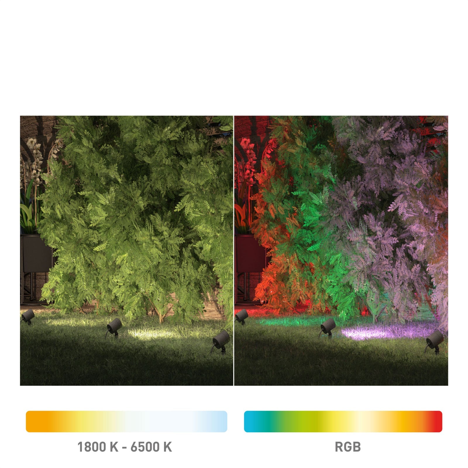LED hagespot med jordspyd 3-pk RGB CCT IP44 Zigbee - tint detalj