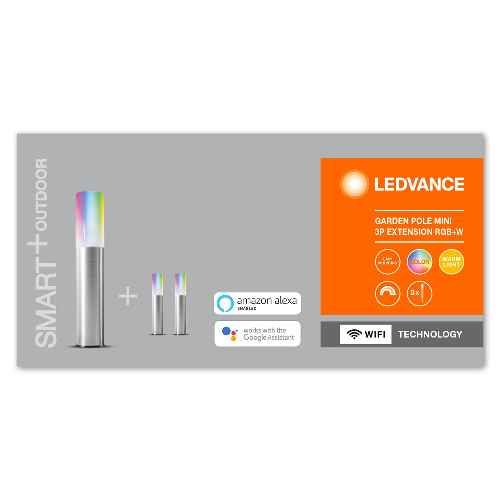 LED hagespot med spyd 3-pk WiFi RGB dimbar IP65 LEDVANCE SMART+ IP65 beskyttelse