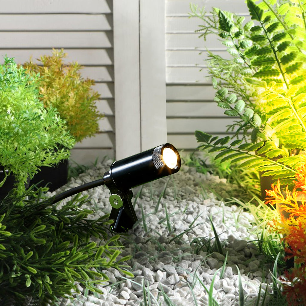 LED hagespot med spyd 4-sett svart IP68 2,8W varmhvit - Lindby forfra