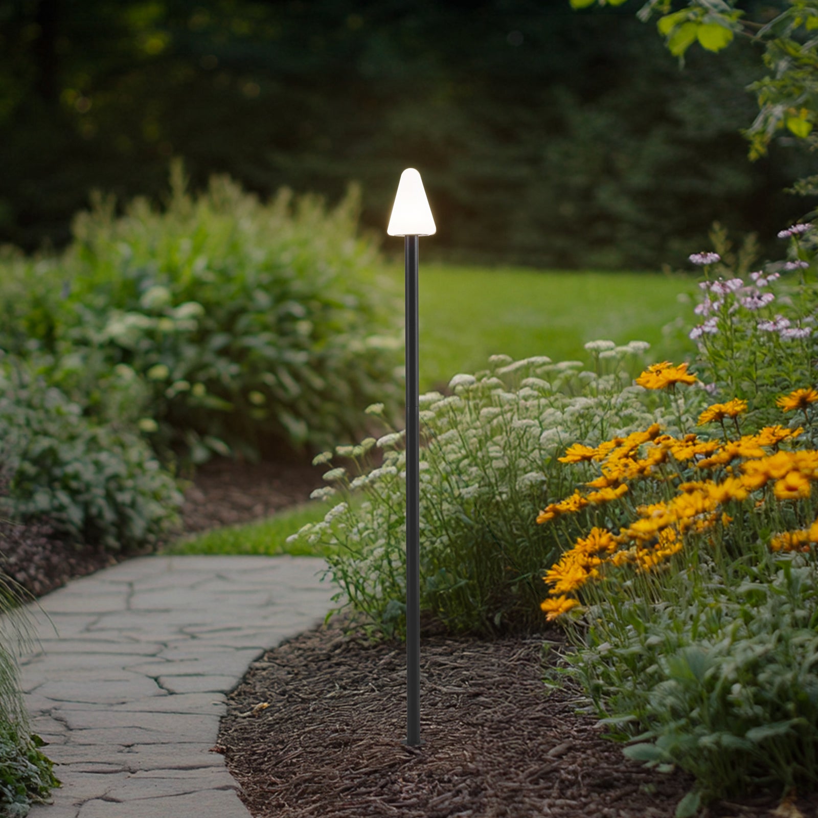 LED hagespot med spyd Selinda svart 100 cm bakside