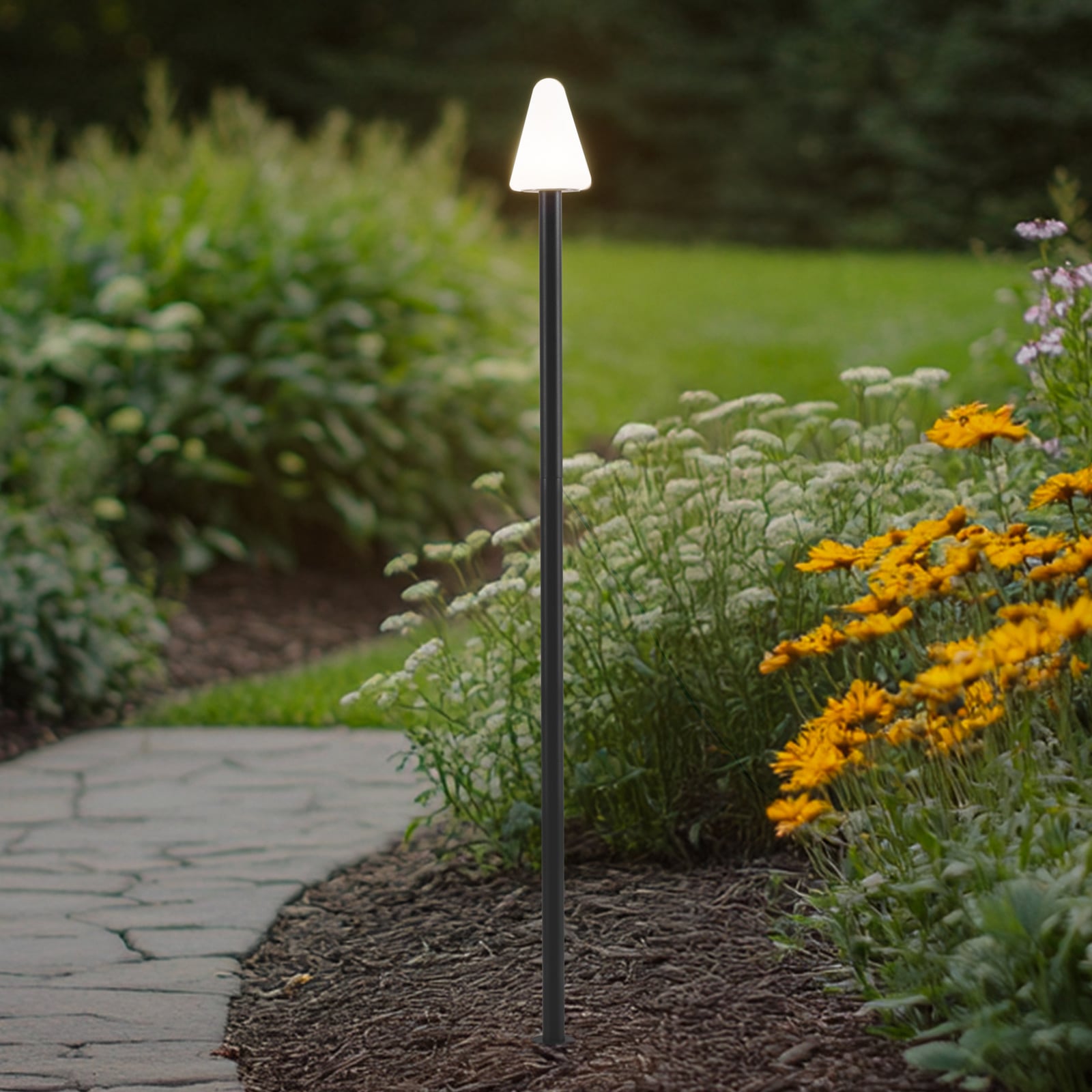 LED hagespot med spyd Selinda svart 100 cm front