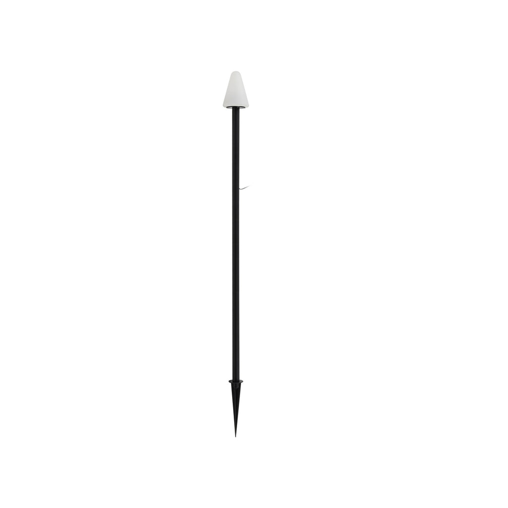 LED hagespot med spyd Selinda svart 100 cm montert i hage