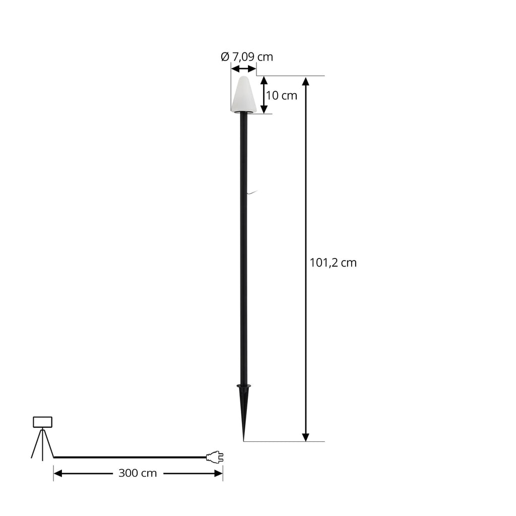 LED hagespot med spyd Selinda svart 100 cm nærbilde