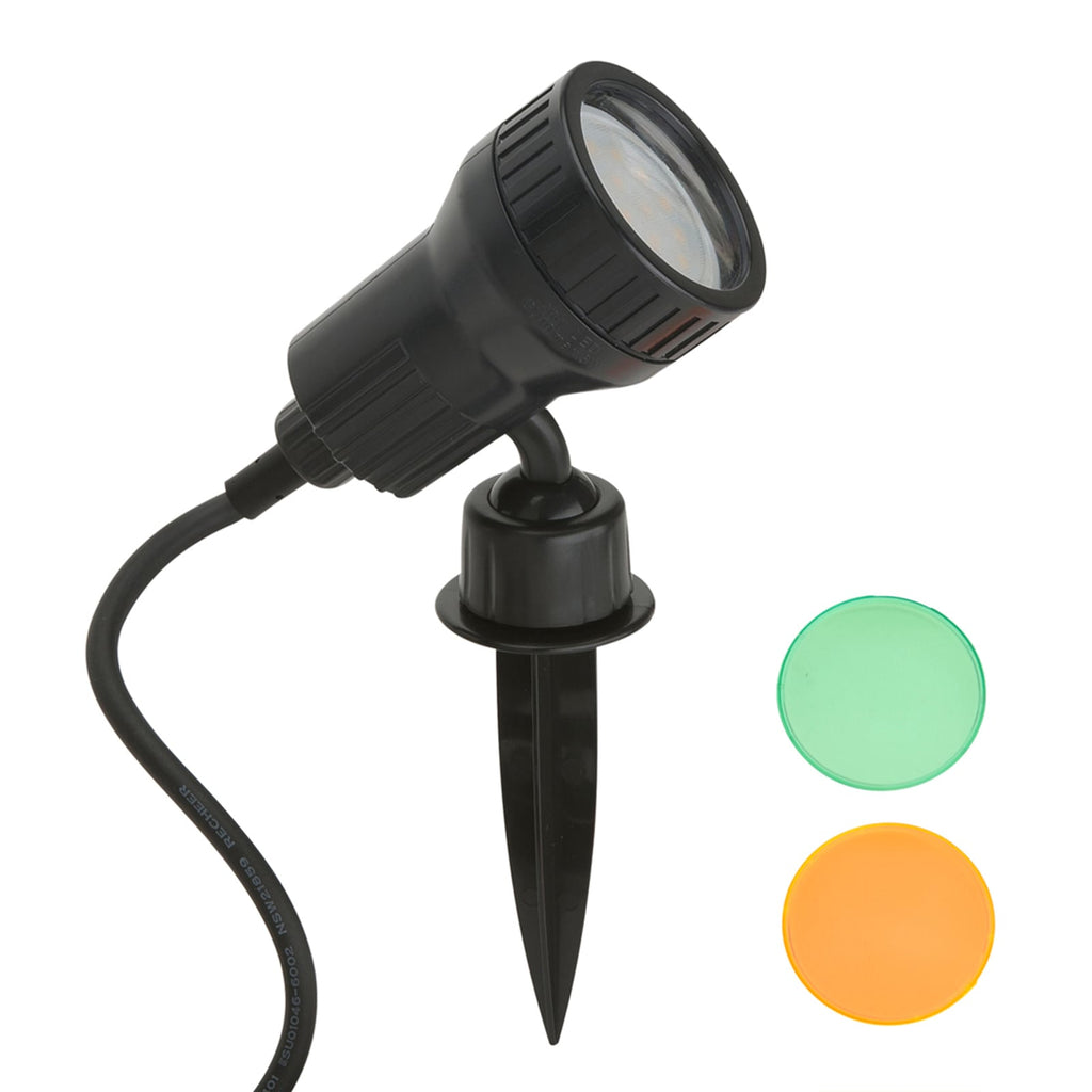 LED hagespot med spyd Terra med fargefilter Briloner bakside