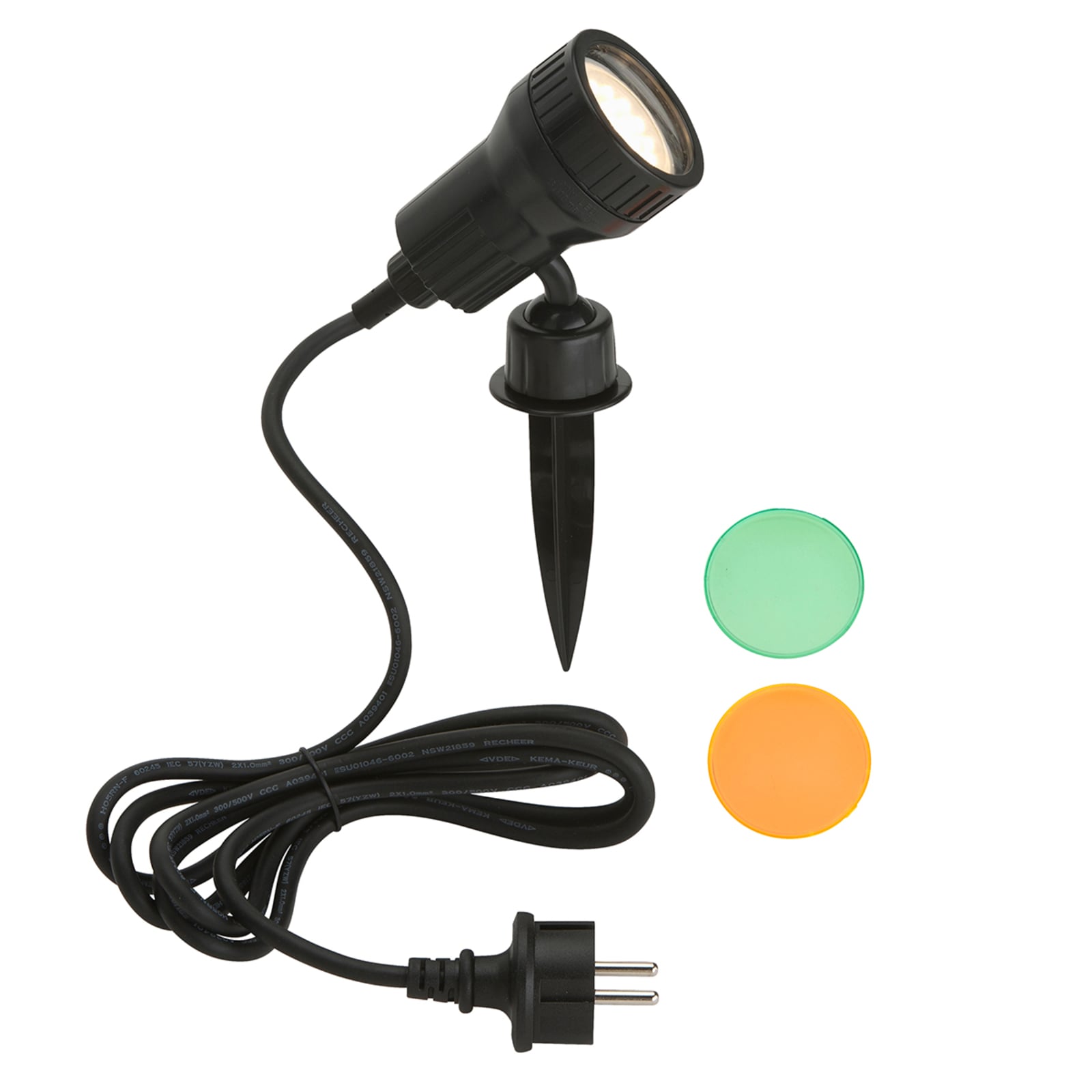 Detalj av LED hagespot med spyd Terra med fargefilter Briloner