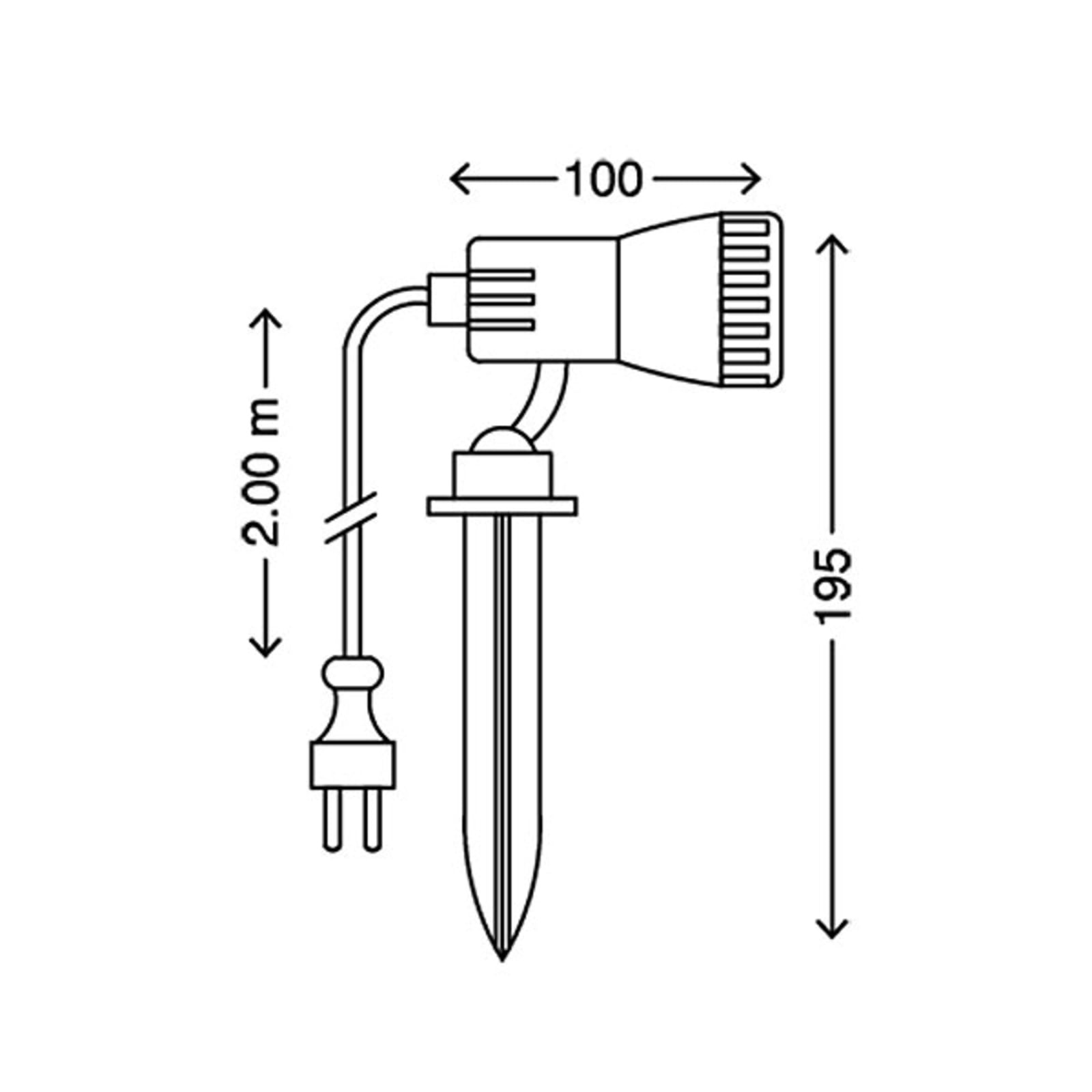 Montert LED hagespot med spyd Terra med fargefilter Briloner i hagen