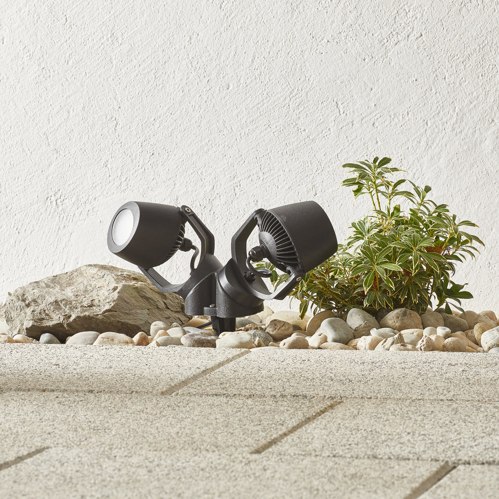 LED hagespot Minitommy 2-lys CCT svart IP66 bakside