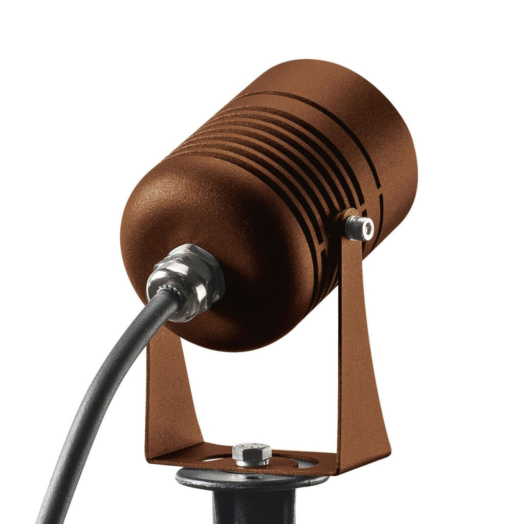 LED hagespot med jordspyd Spike rustfarget IP55 6W bakside