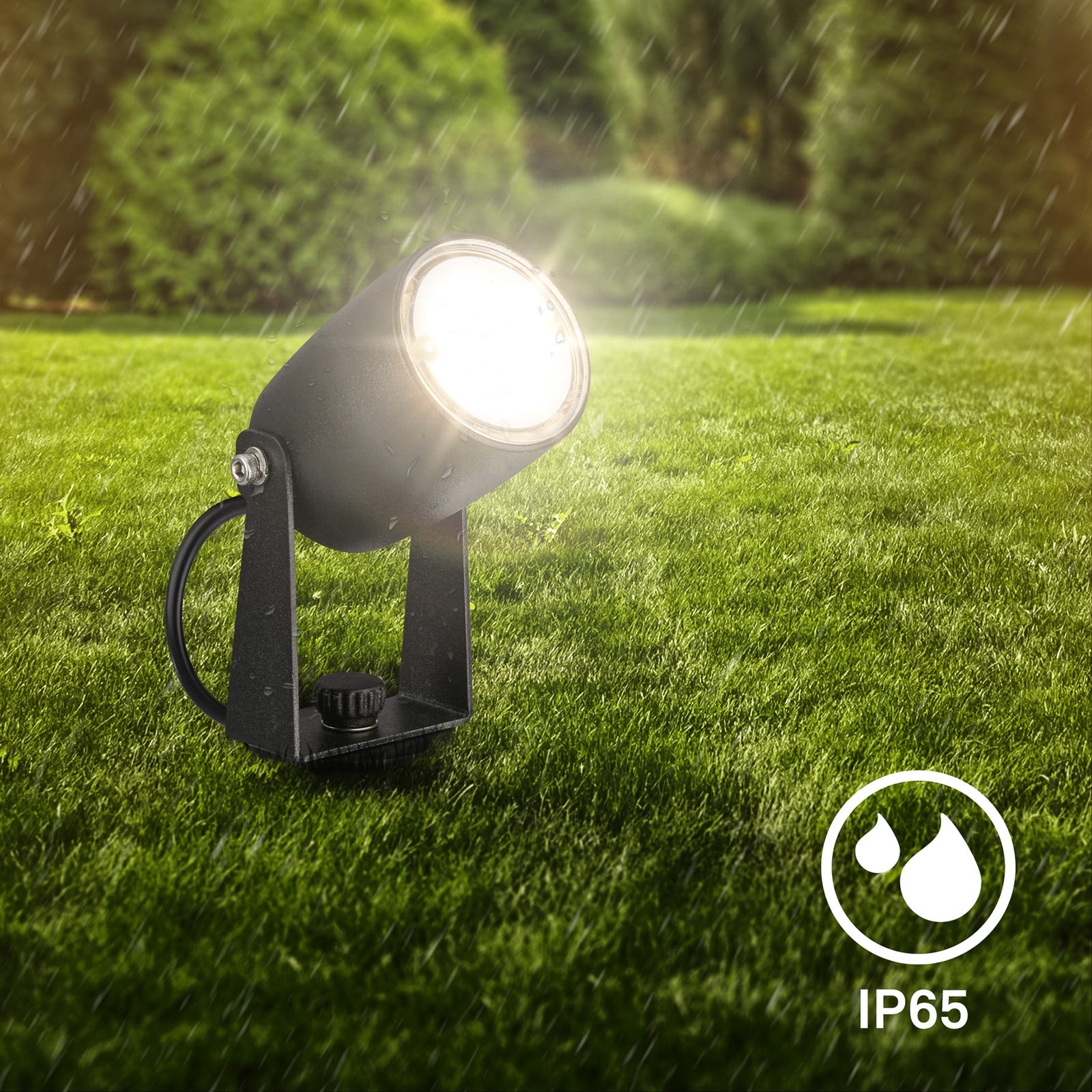 LED hagespyd 3-pk startsett svart 12V kabeltilkobling