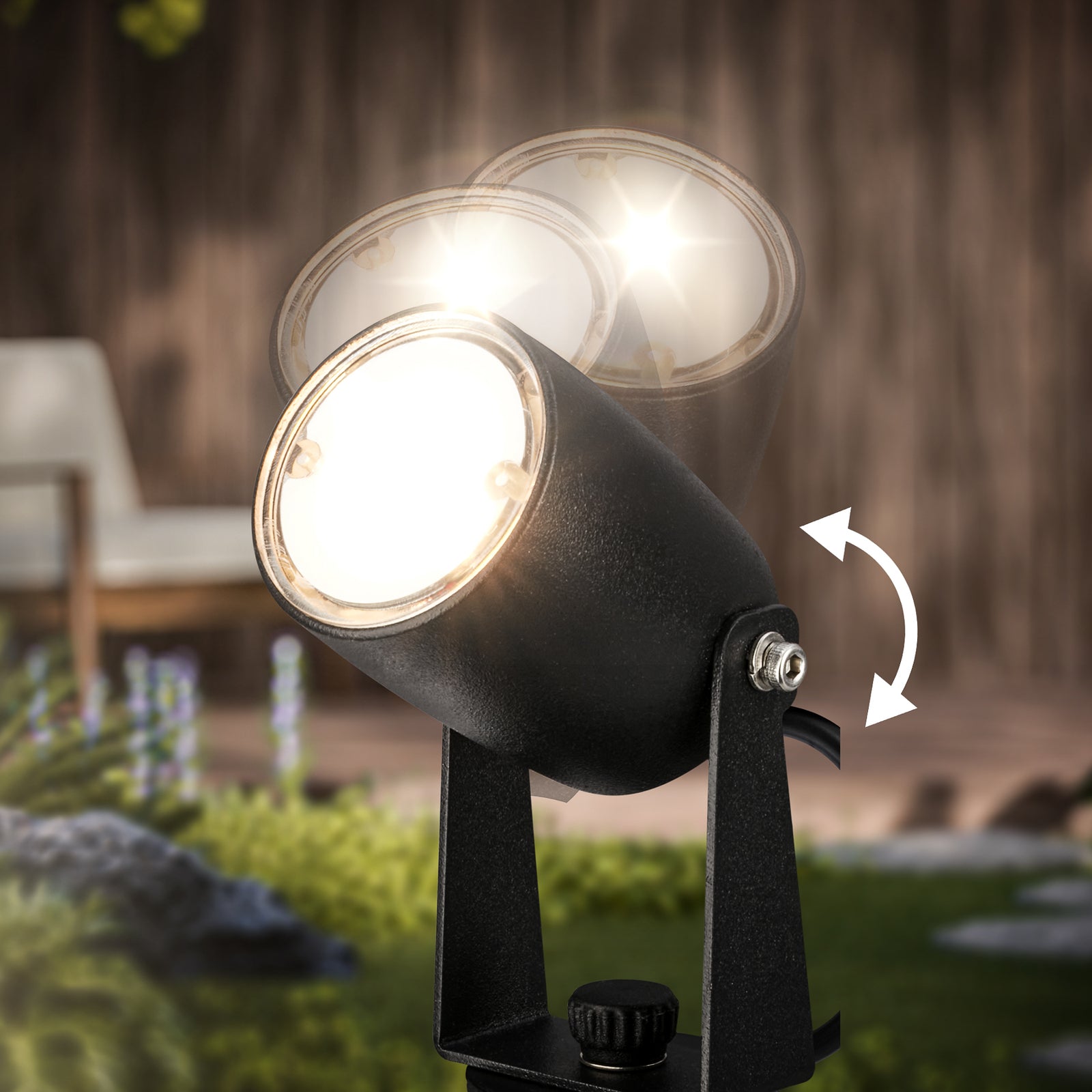 LED hagespyd 3-pk startsett svart 12V komplett sett