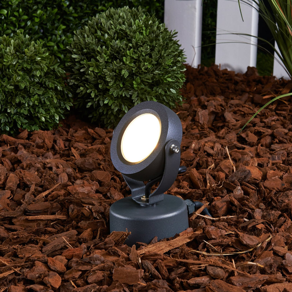 LED hagespyd Gavin antrasitt 7W 3000K IP65 forfra