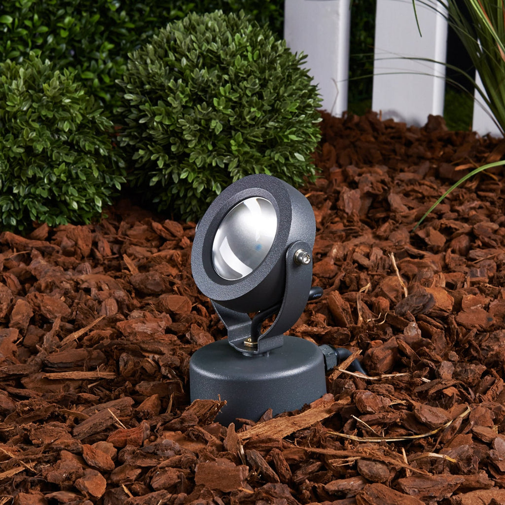 LED hagespyd Gavin antrasitt 7W 3000K IP65 bakside