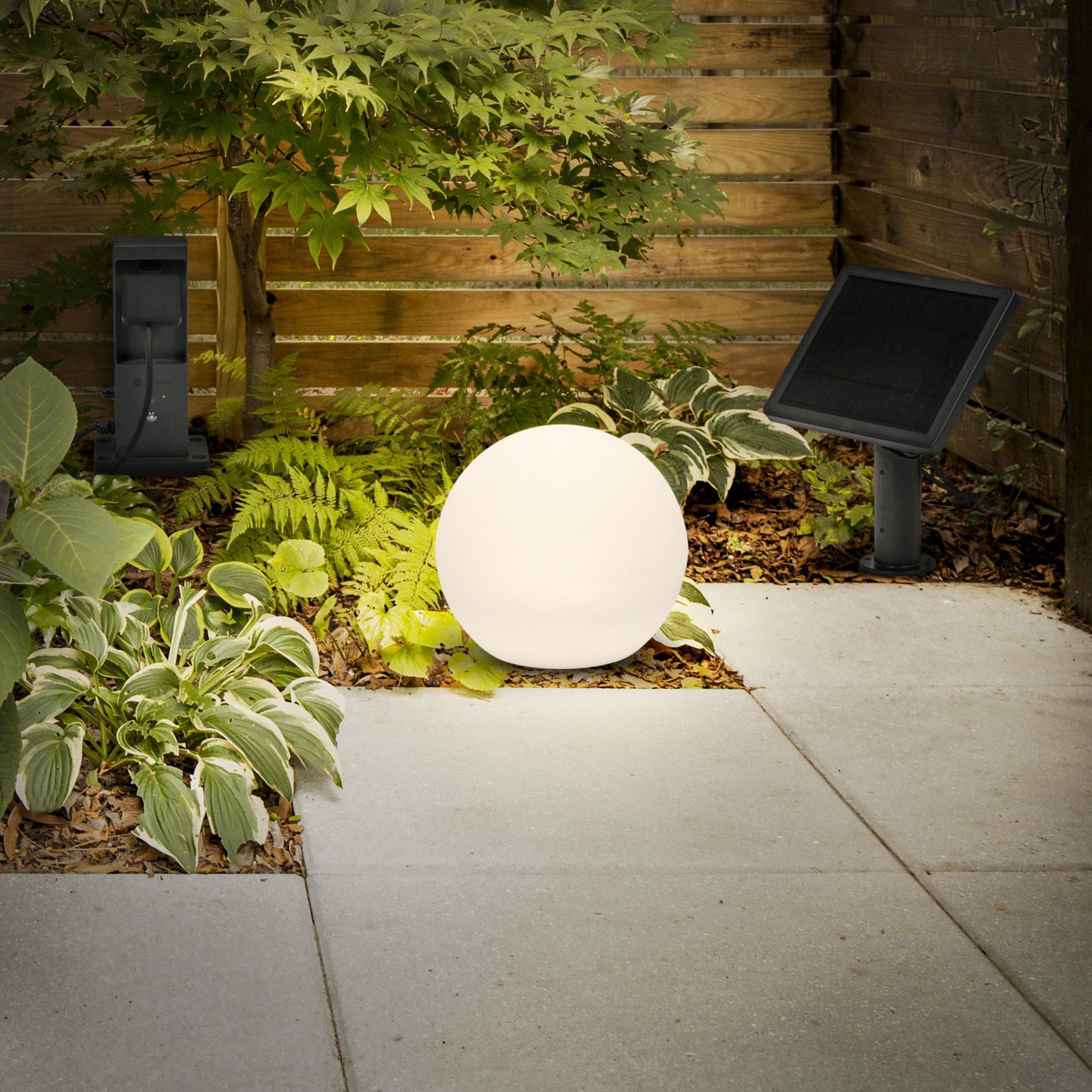 LED hagespyd-lampe Endura Hybrid Ball kule hvit Ø25 cm forfra