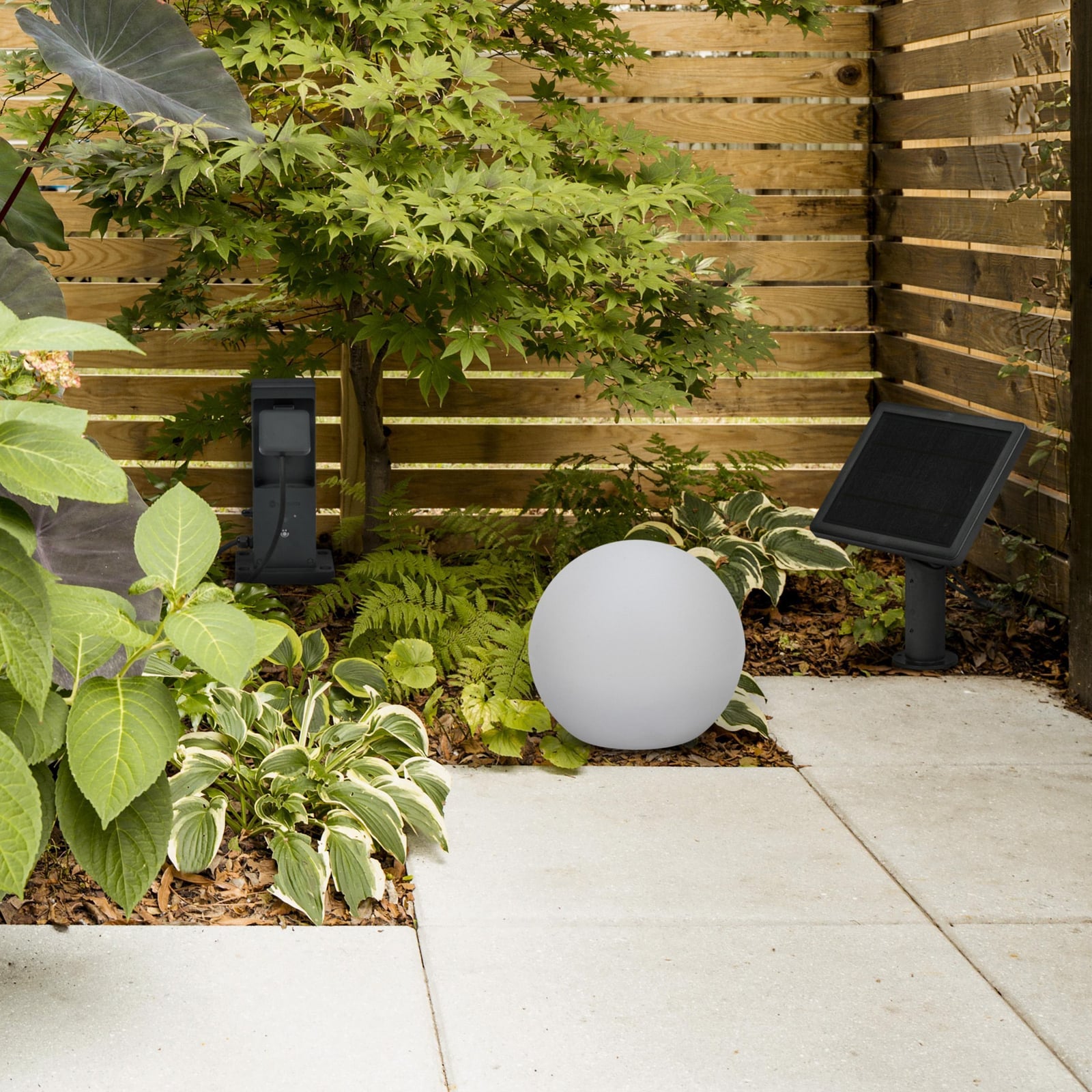 LED hagespyd-lampe Endura Hybrid Ball kule hvit Ø25 cm bakside