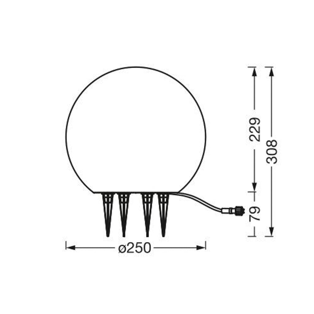 LED hagespyd-lampe Endura Hybrid Ball kule hvit Ø25 cm med jordspyd
