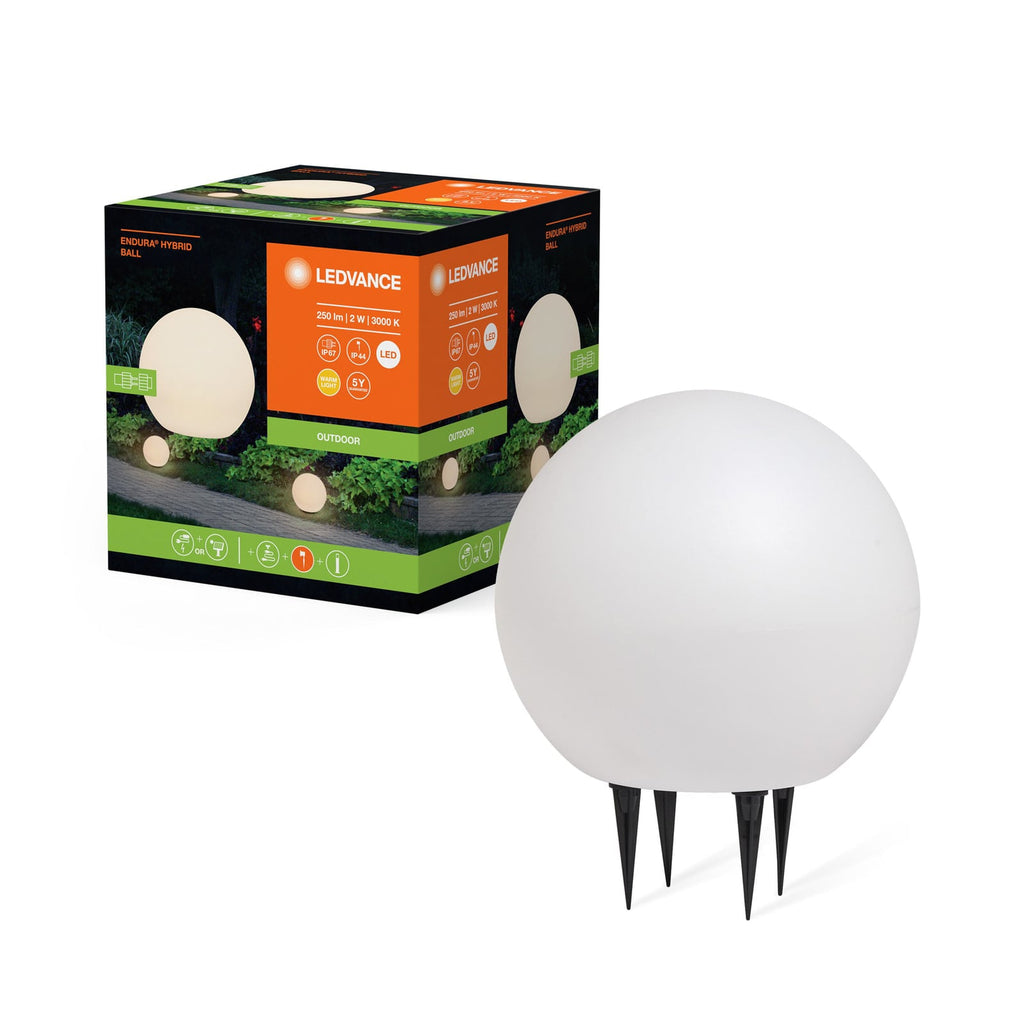 LED hagespyd-lampe Endura Hybrid Ball kule hvit Ø25 cm sideprofil