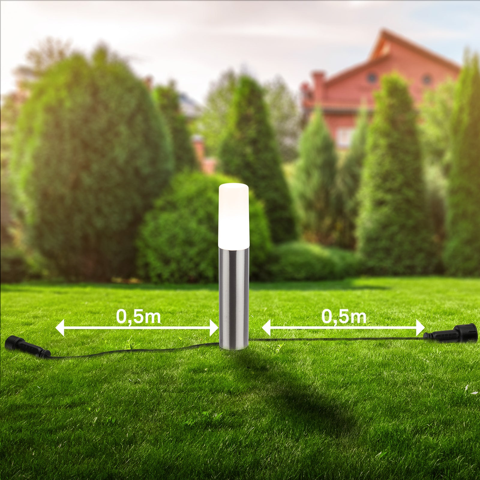 LED hagespyd rustfritt stål 3-pk 12V Ø4 cm IP44 varmhvit med jordspyd