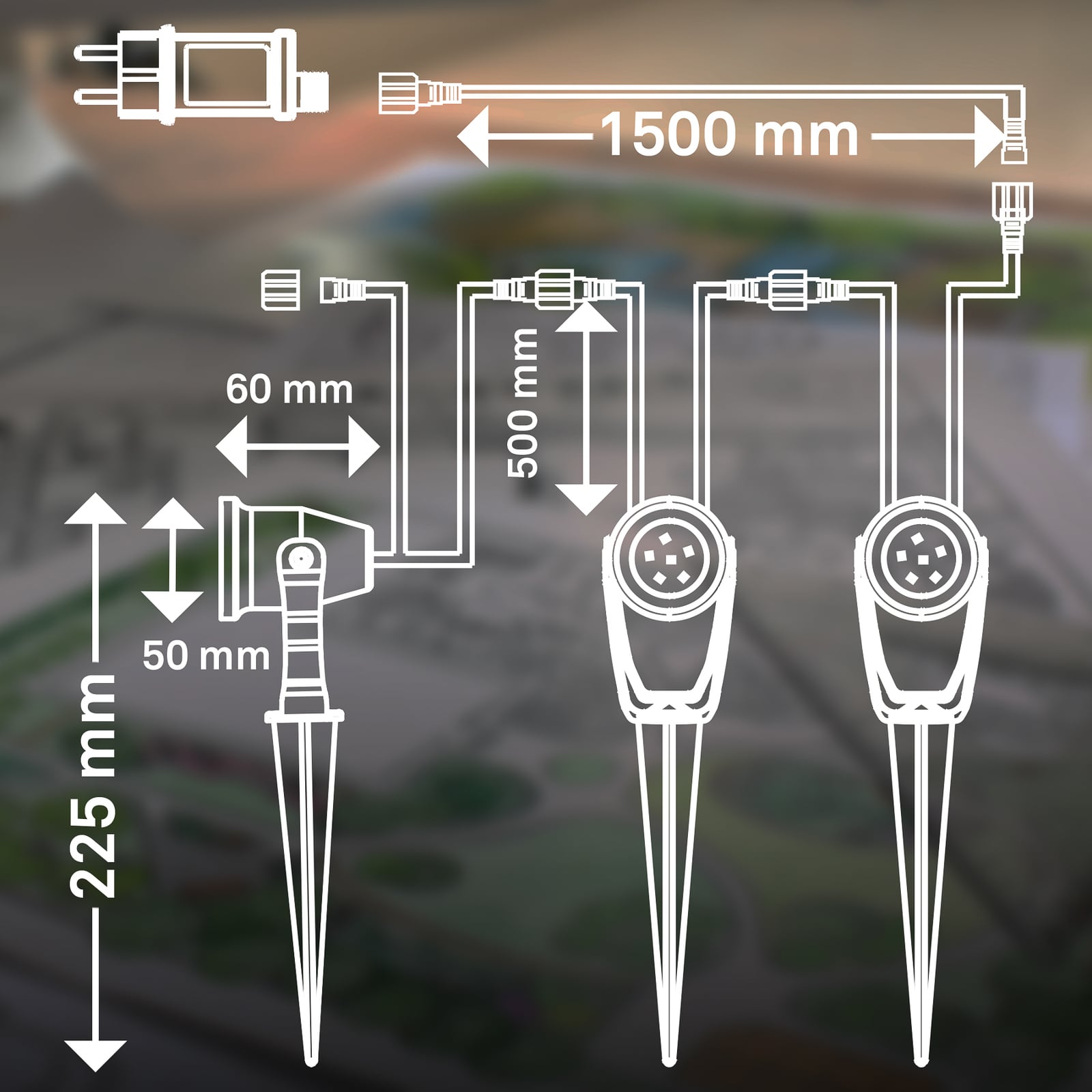 Nærbilde av LED hagespyd-spot 3-pk svart 12V IP65 Ø5 cm 3W