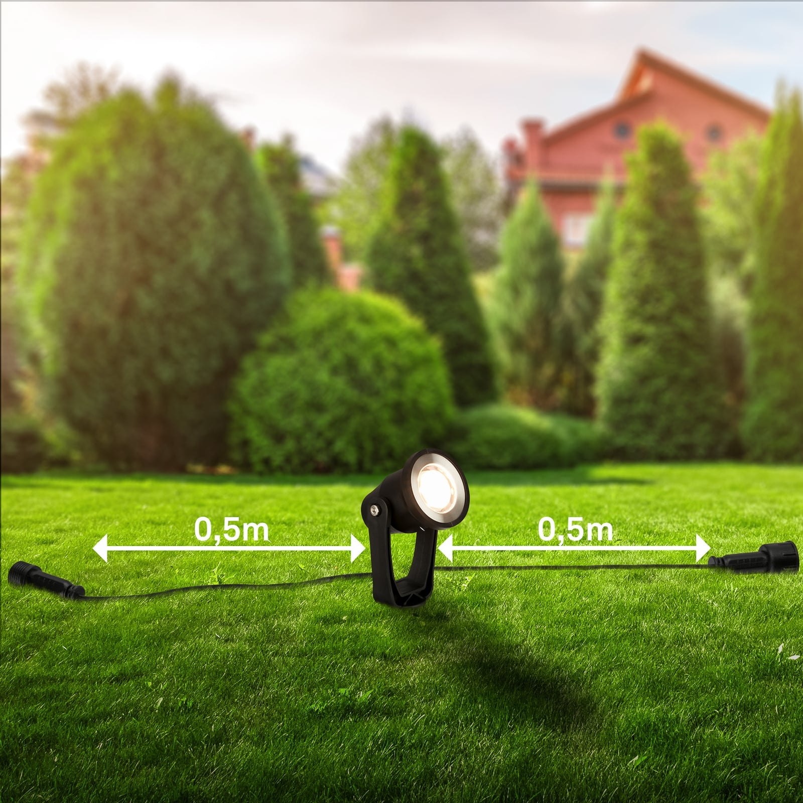 LED hagespyd-spot 3-pk svart 12V IP65 Ø5 cm 3W med jordspyd