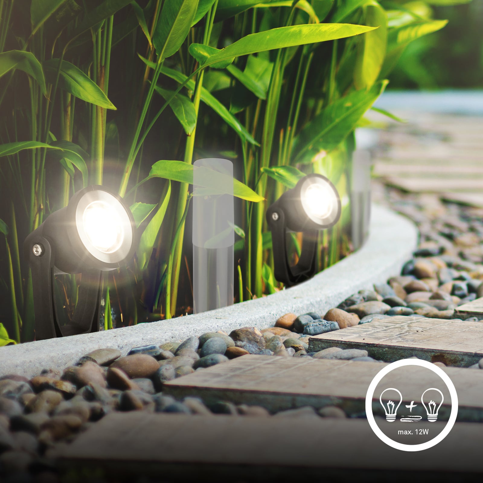 LED hagespyd-spot 3-pk svart 12V IP65 Ø5 cm 3W transformator