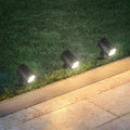 LED hagespyd-spot 3-pk svart svingbar plast IP54 forfra