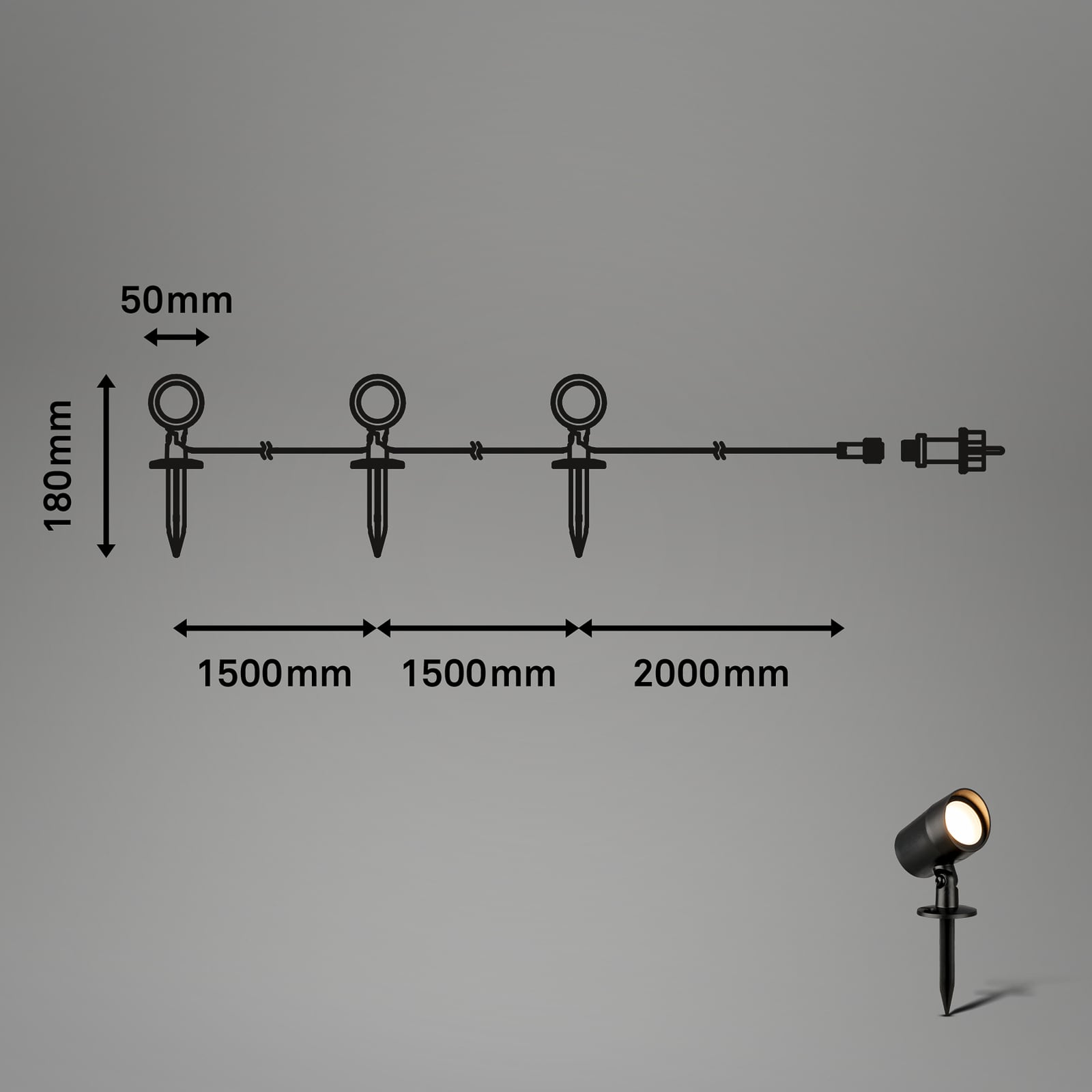 LED hagespyd-spot 3-pk svart svingbar plast IP54 montert i hage
