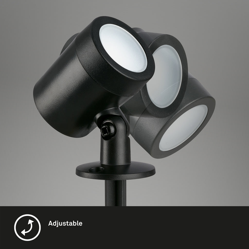 LED hagespyd-spot 3-pk svart svingbar plast IP54 jordspyd detalj