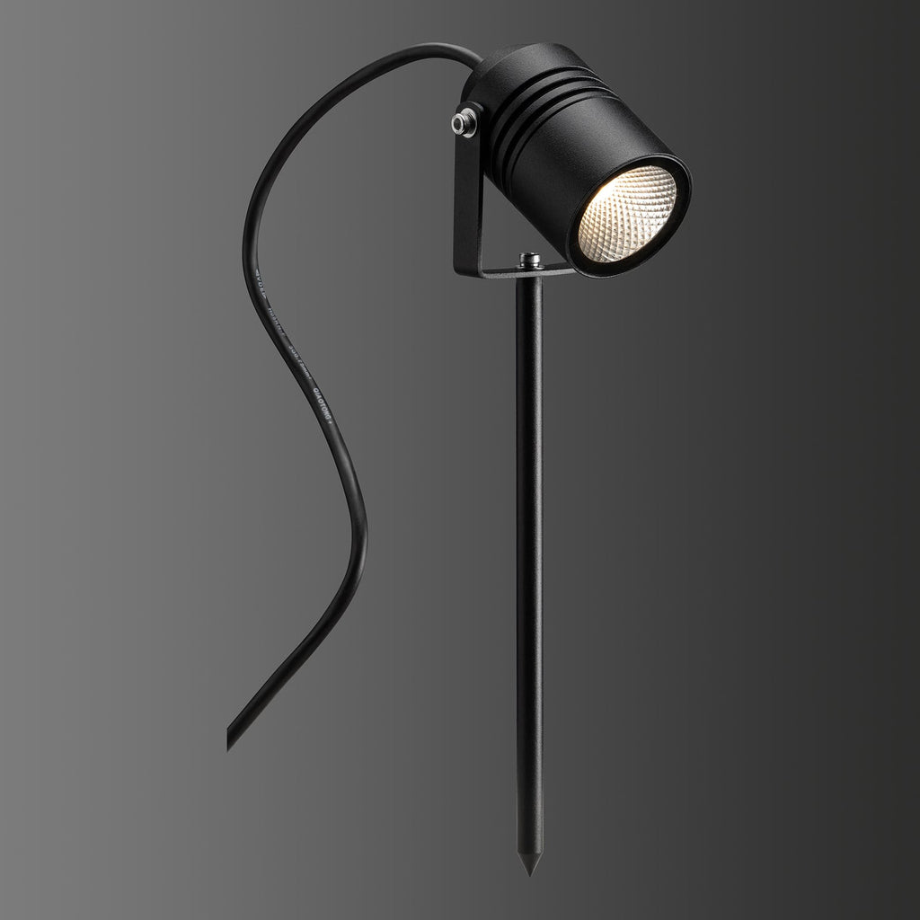 LED hagespyd-spot 5018 svart 6W varmhvit IP65 kabel og støpsel