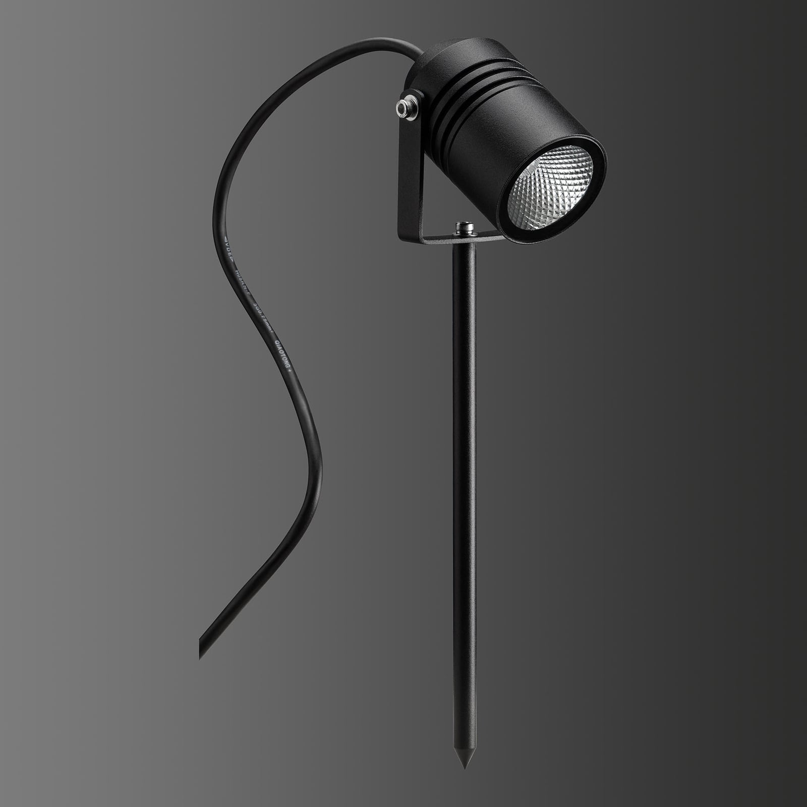 LED hagespyd-spot 5018 svart 6W varmhvit IP65 jordspyd detalj