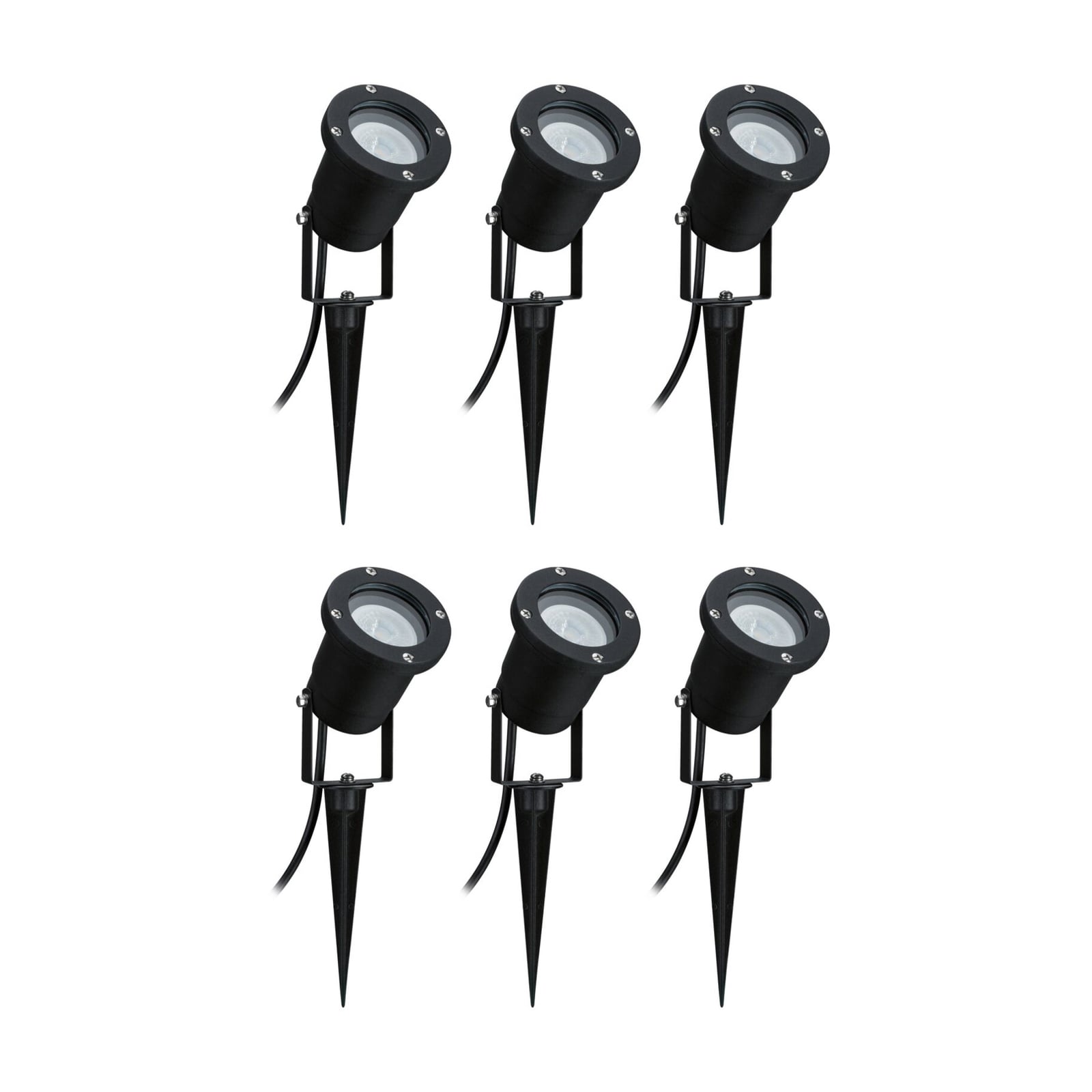 Nærbilde av LED hagespyd-spot 6-pk svart aluminium Paulmann