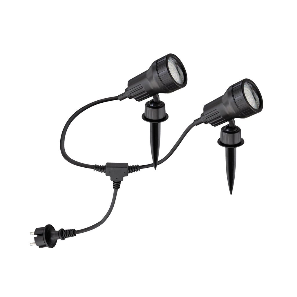 LED hagespyd Terra 2-pk med fargefiltre GU10 IP44 svart detalj av fargefilter