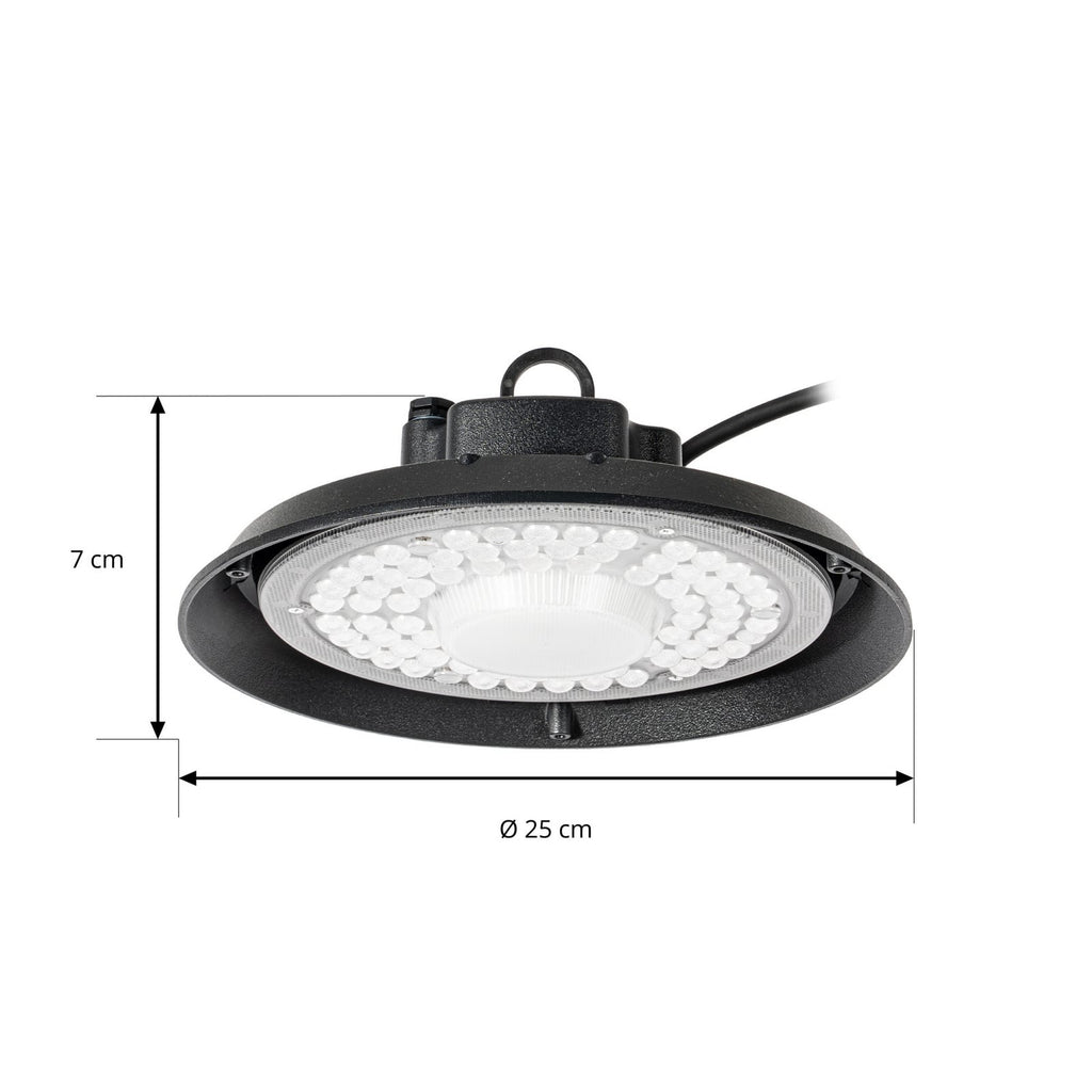 Detalj av LED hallspot Maikel svart 100W 13500lm IP65 Ø25 cm