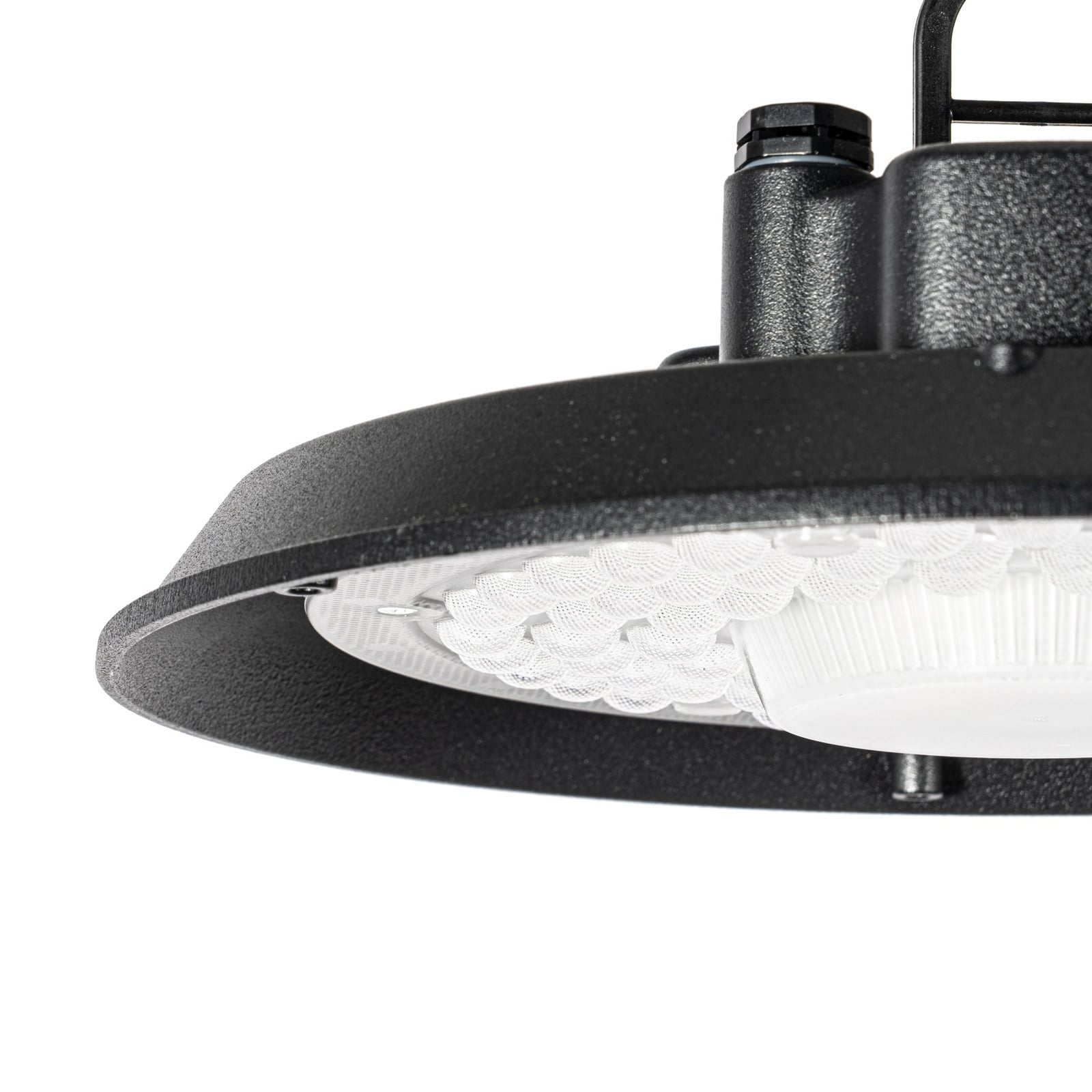 LED hallspot Maikel svart 100W 13500lm IP65 Ø25 cm lysfordeling