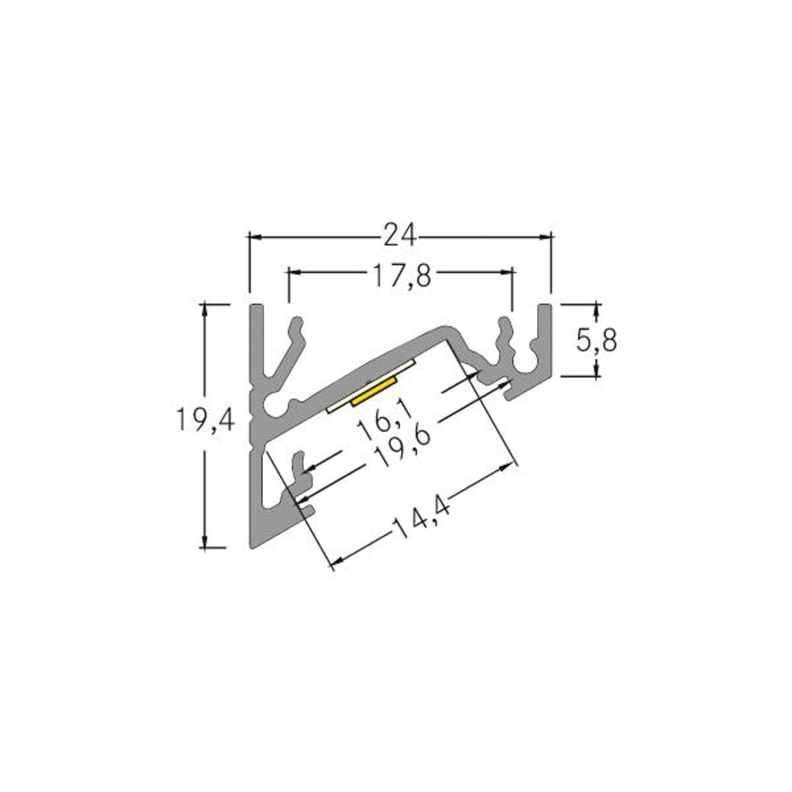 LED hjørneprofil påbygg aluminium 200 cm - BRUMBERG detaljbilde