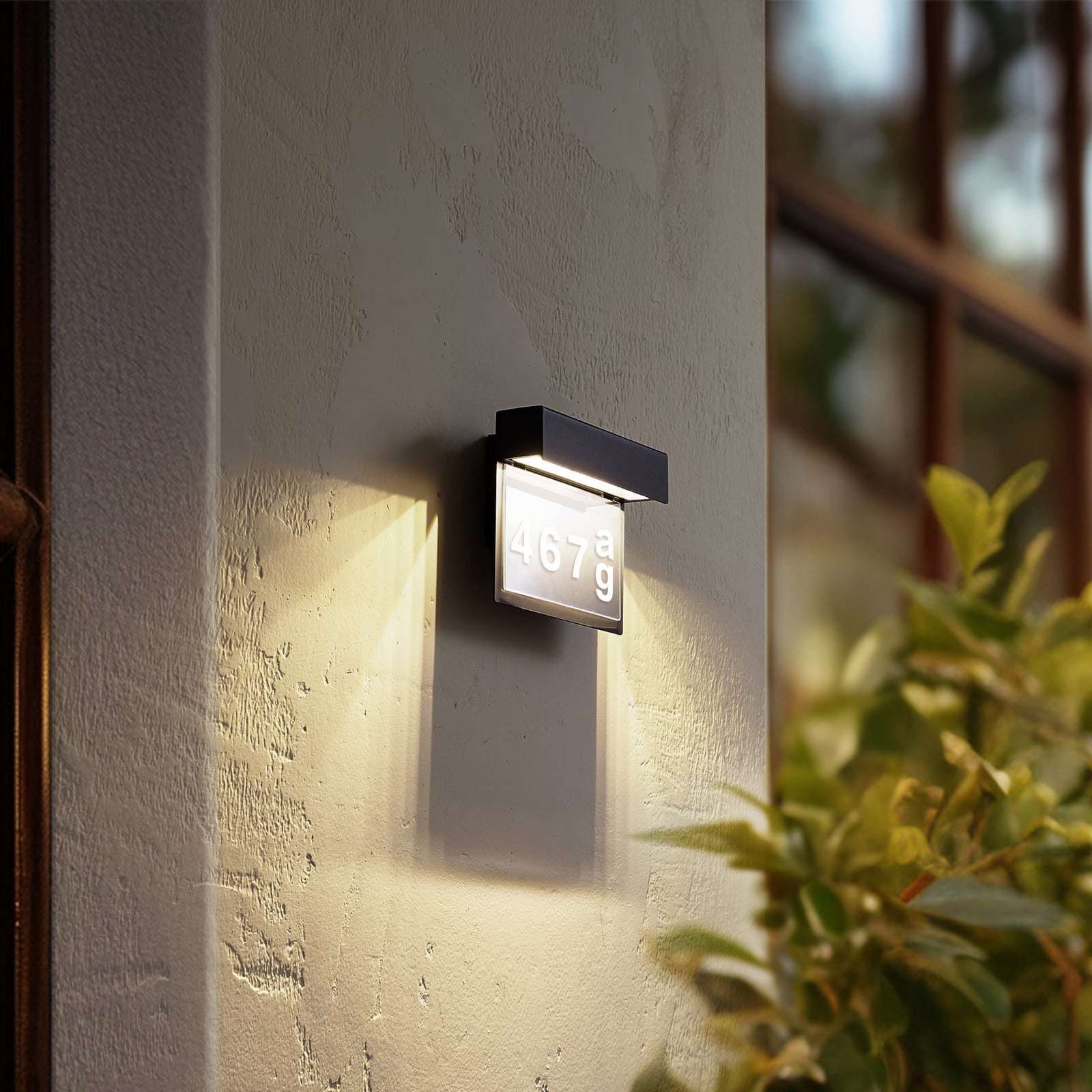 LED husnummerbelysning Antal antrasitt aluminium IP44 bakside