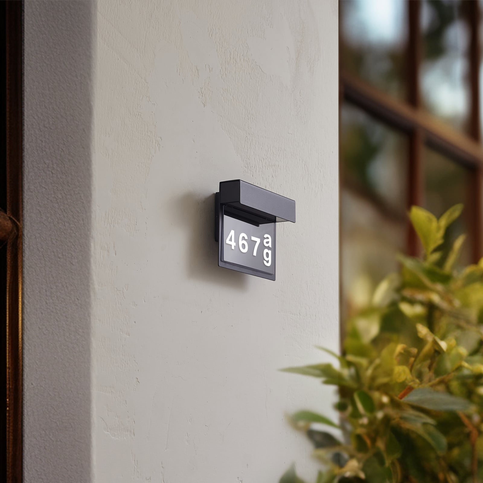 LED husnummerbelysning Antal antrasitt aluminium IP44 detalj