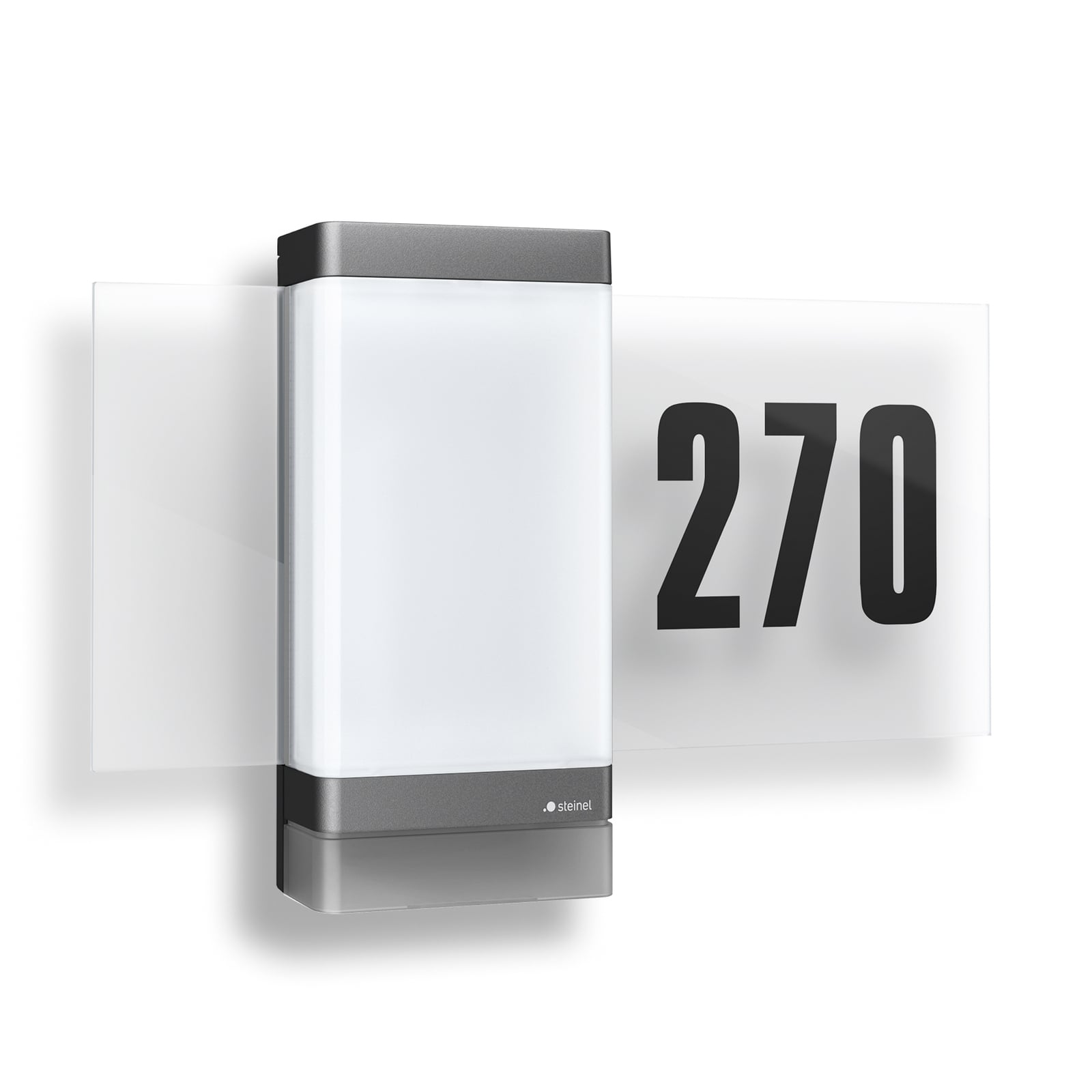 LED husnummerbelysning L 270 Digi SC montert på vegg