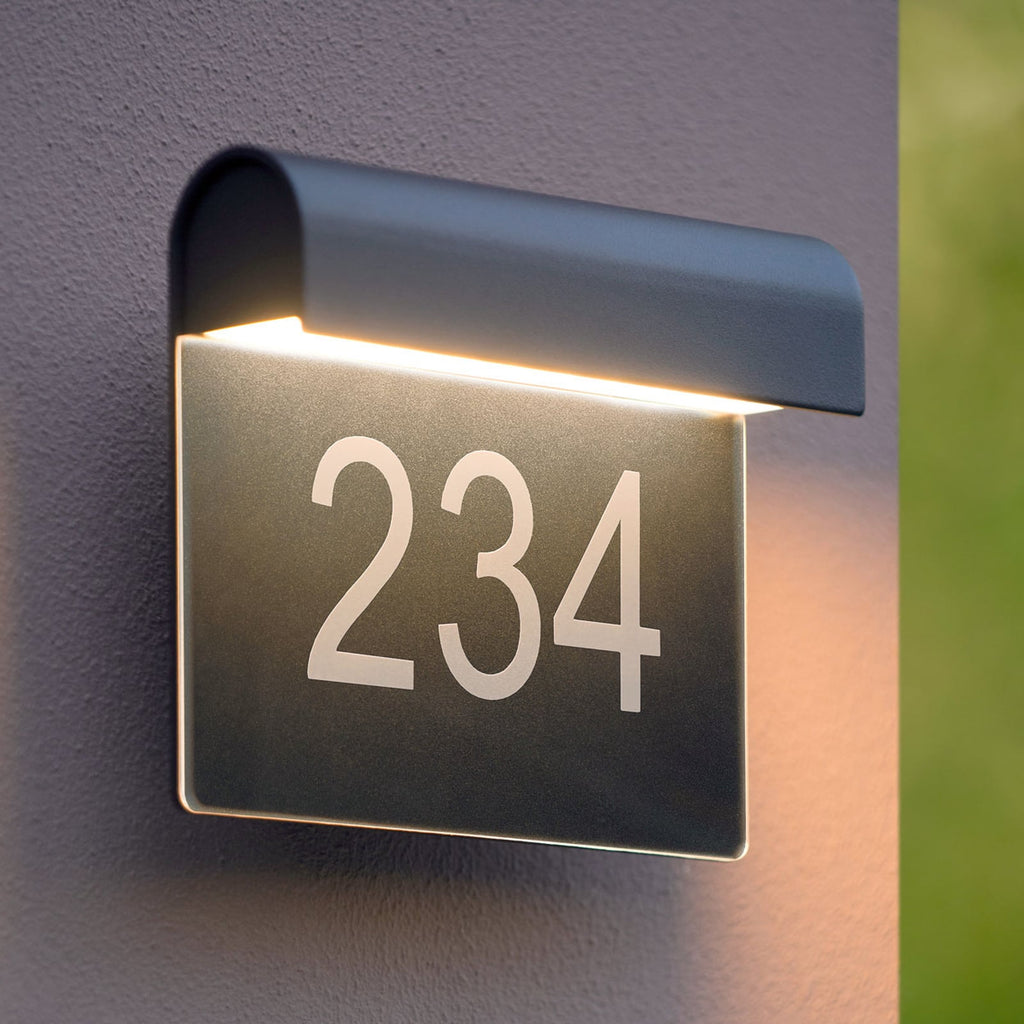 LED husnummerbelysning Thesi svart aluminium IP54 forfra
