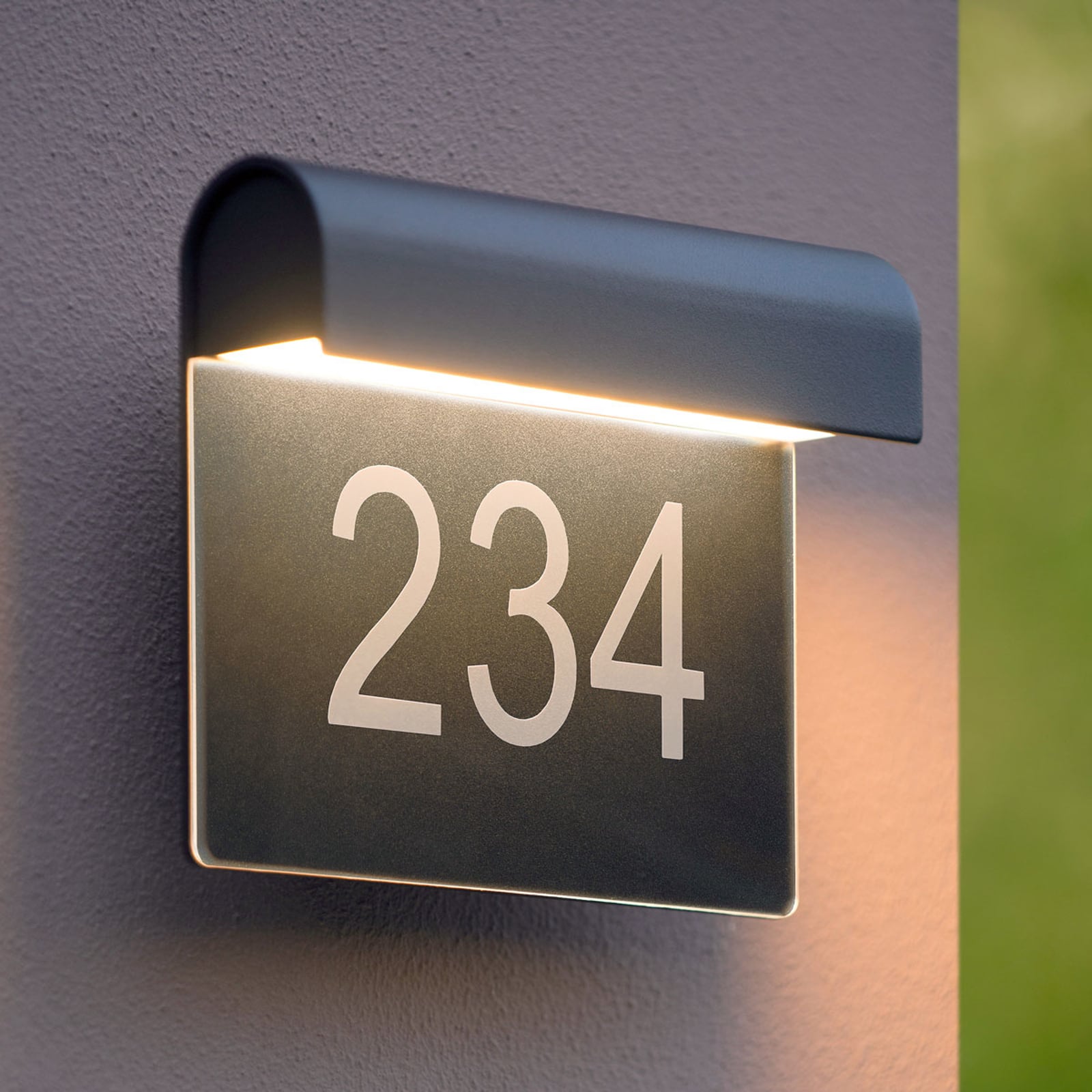 LED husnummerbelysning Thesi svart aluminium IP54 forfra