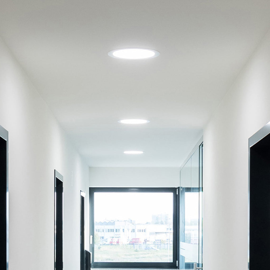 LED innbyggingsdownlight HB 801 hvit IP54 Ø22,5 cm bakside
