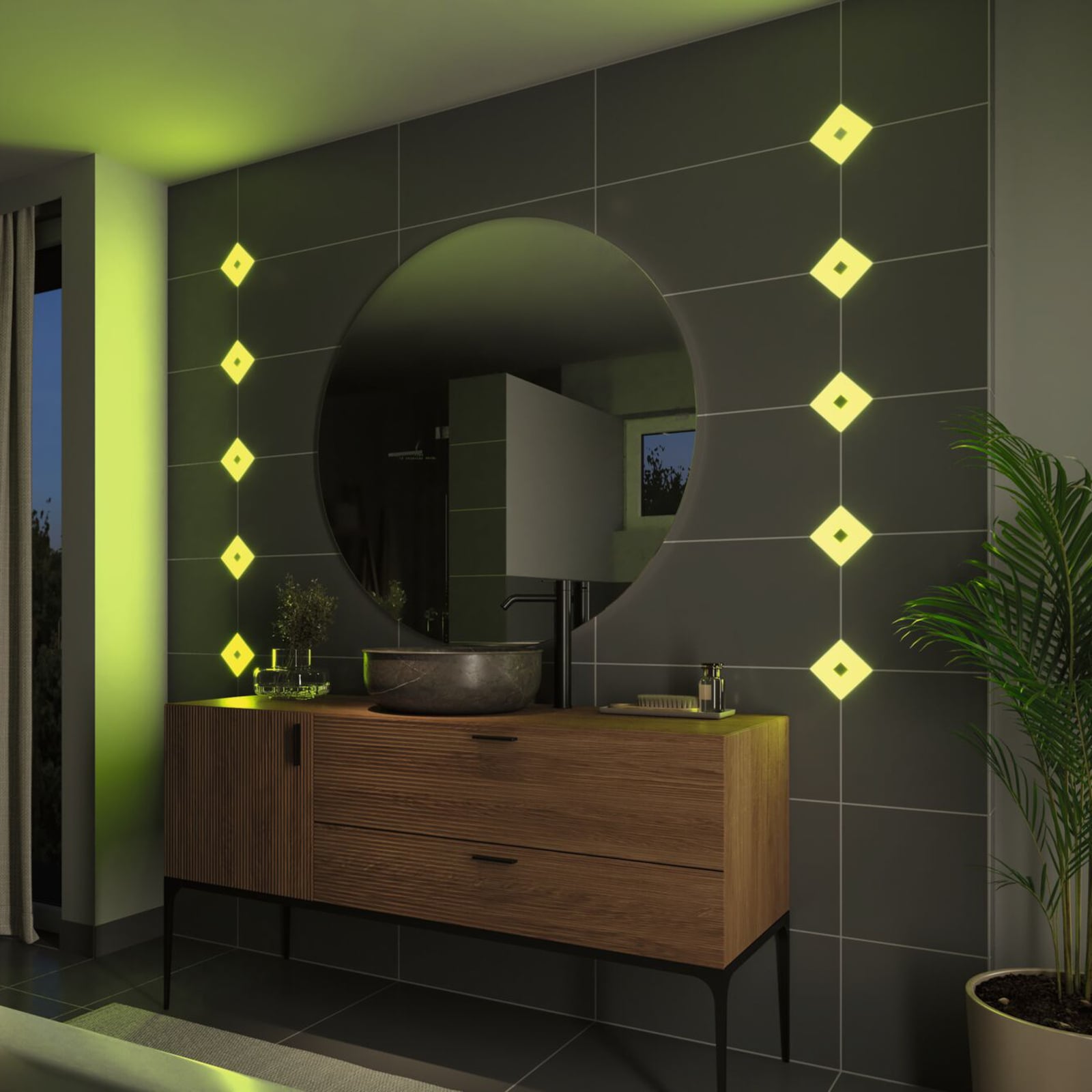 Montert LED innbyggingsfliser LumiTiles Square RGBW 10x10 cm IP44 2-pk i baderom