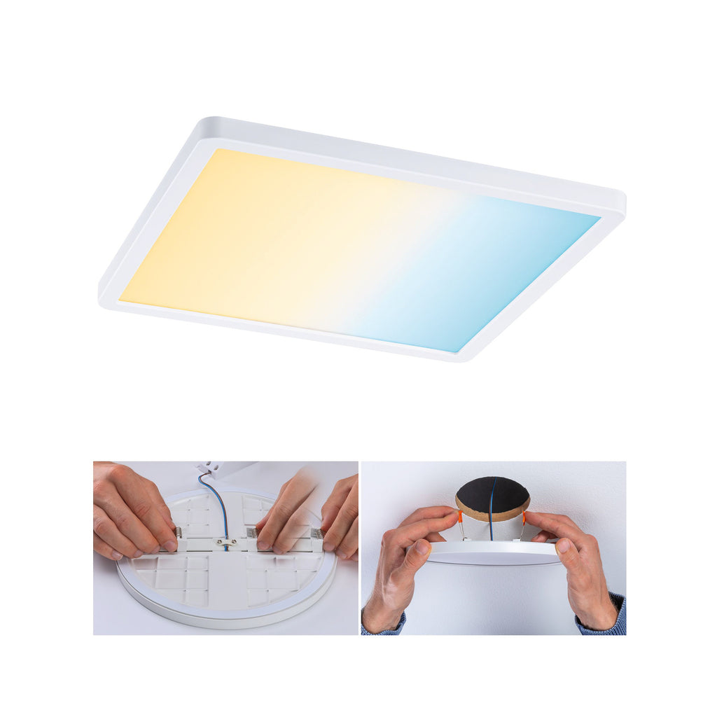 LED innbyggingspanel Areo kvadratisk ZigBee CCT 23 cm IP44 dimbar bakside