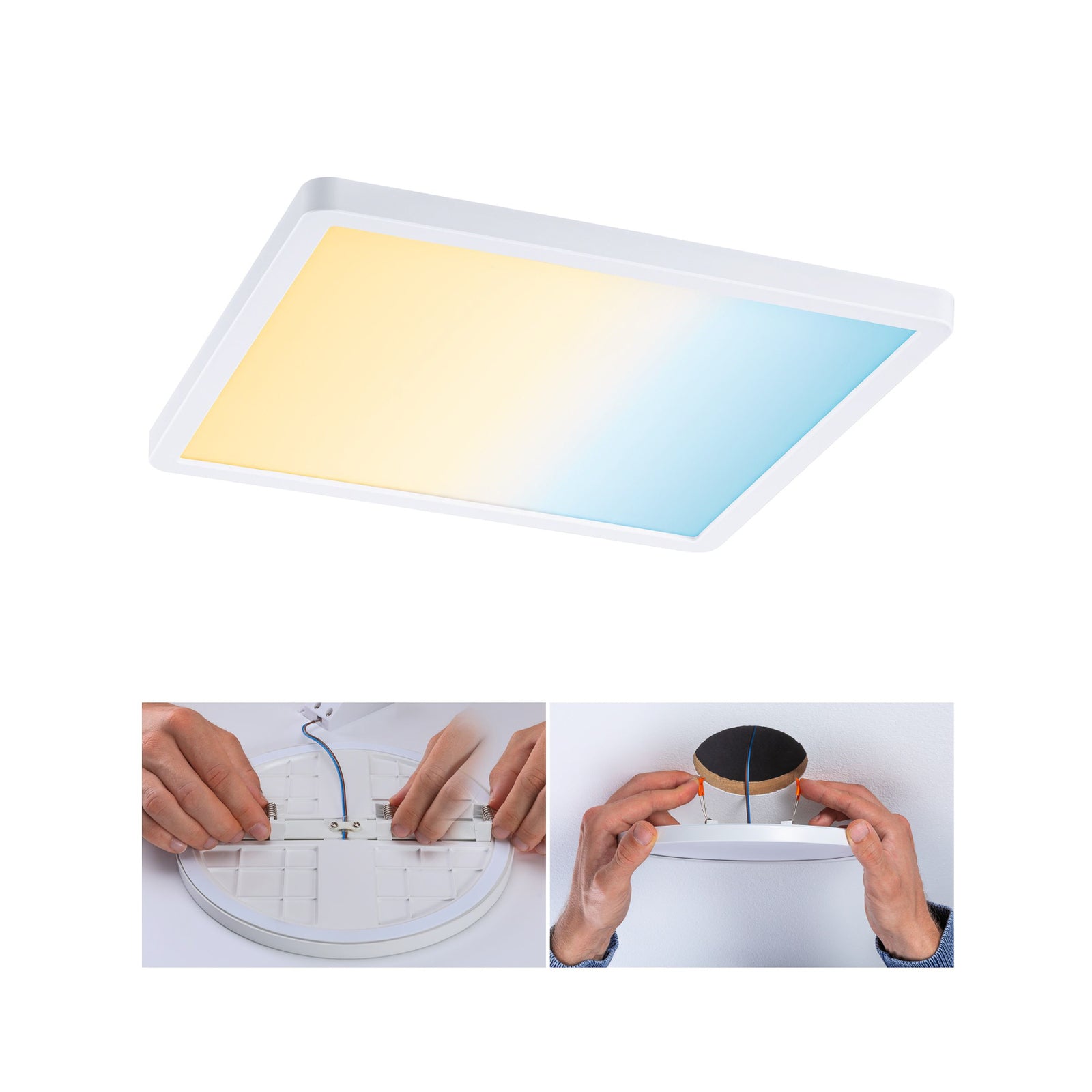 LED innbyggingspanel Areo kvadratisk ZigBee CCT 23 cm IP44 dimbar bakside