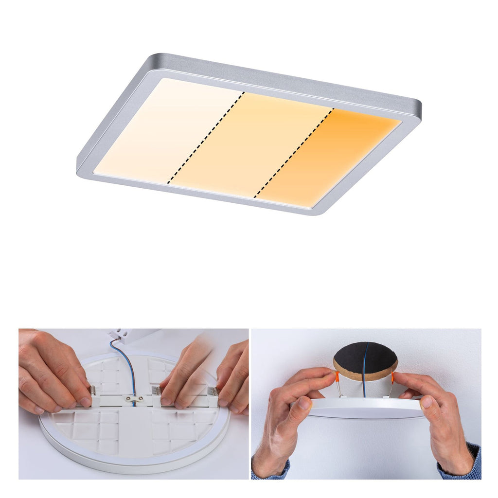 LED innbyggingspanel Areo firkantet dim-to-warm 17,5 cm IP44 Paulmann montert i tak