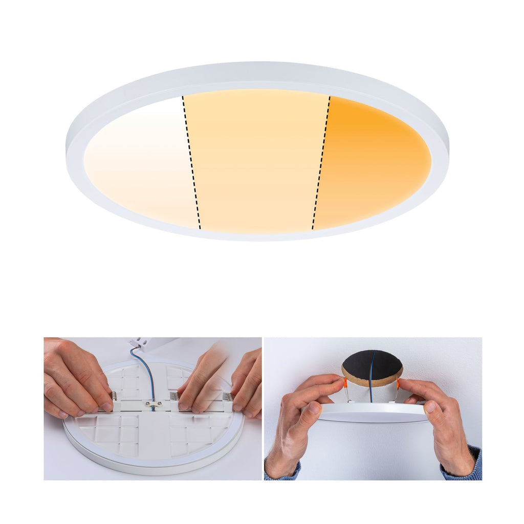 LED innbyggingspanel Areo dim-to-warm rund hvit Ø23 cm IP44 bakside
