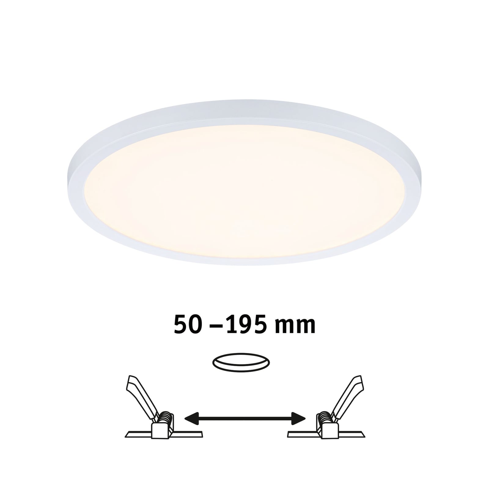 LED innbyggingspanel Areo dim-to-warm rund hvit Ø23 cm IP44 lysmodus 2000K
