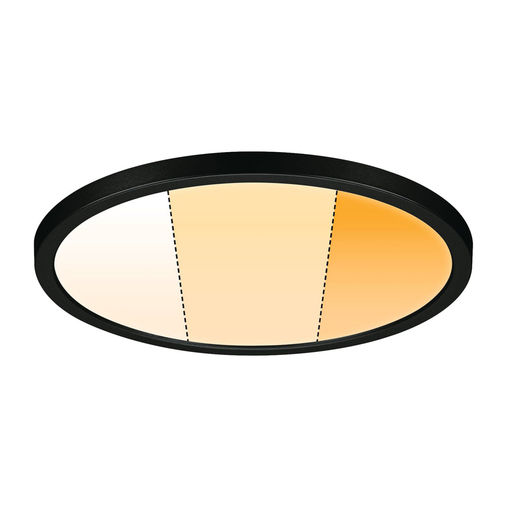 Montert LED innbyggingspanel Areo dim-to-warm rund svart Ø23 cm i tak