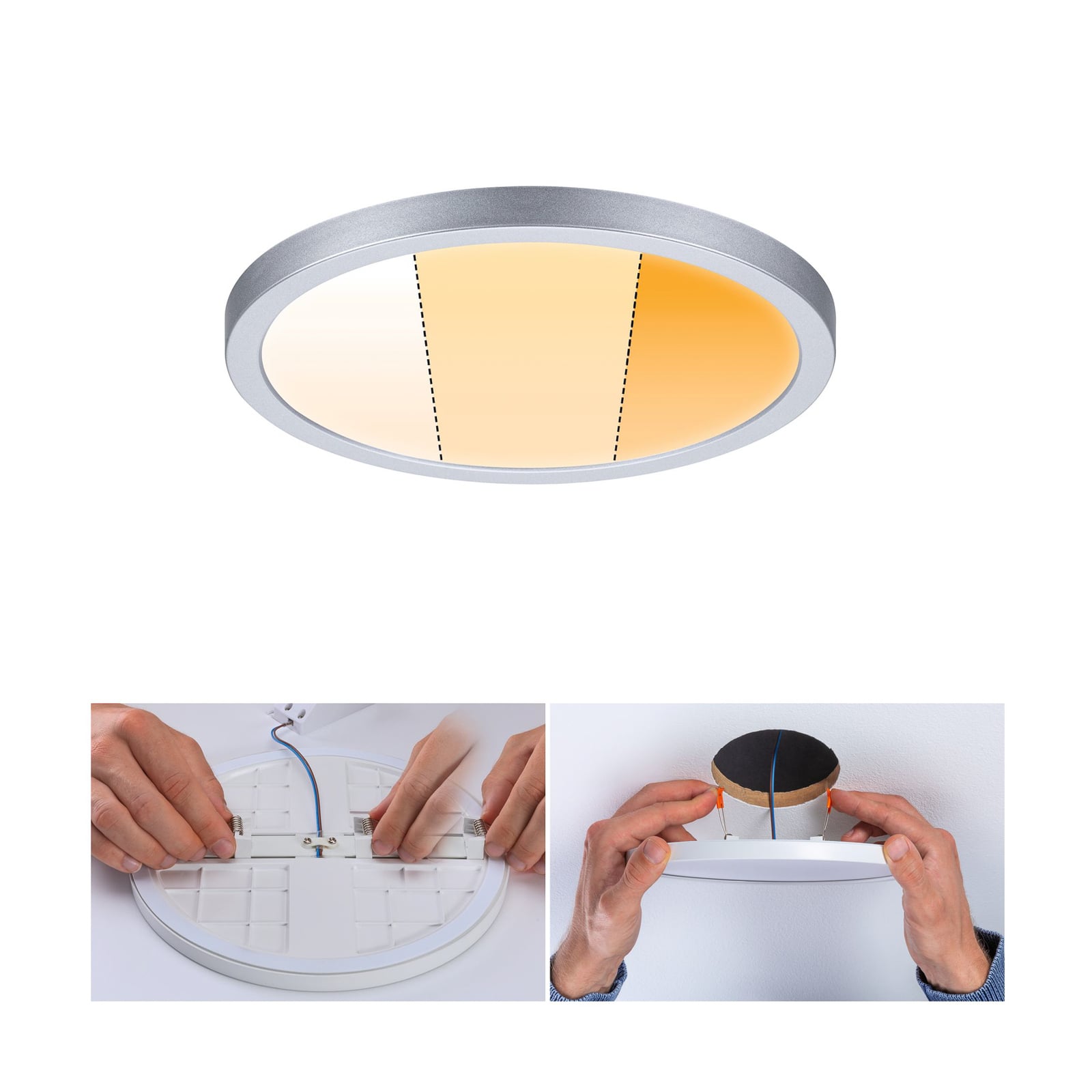 LED innbyggingspanel Areo dimbar krom Ø17,5 cm bakside