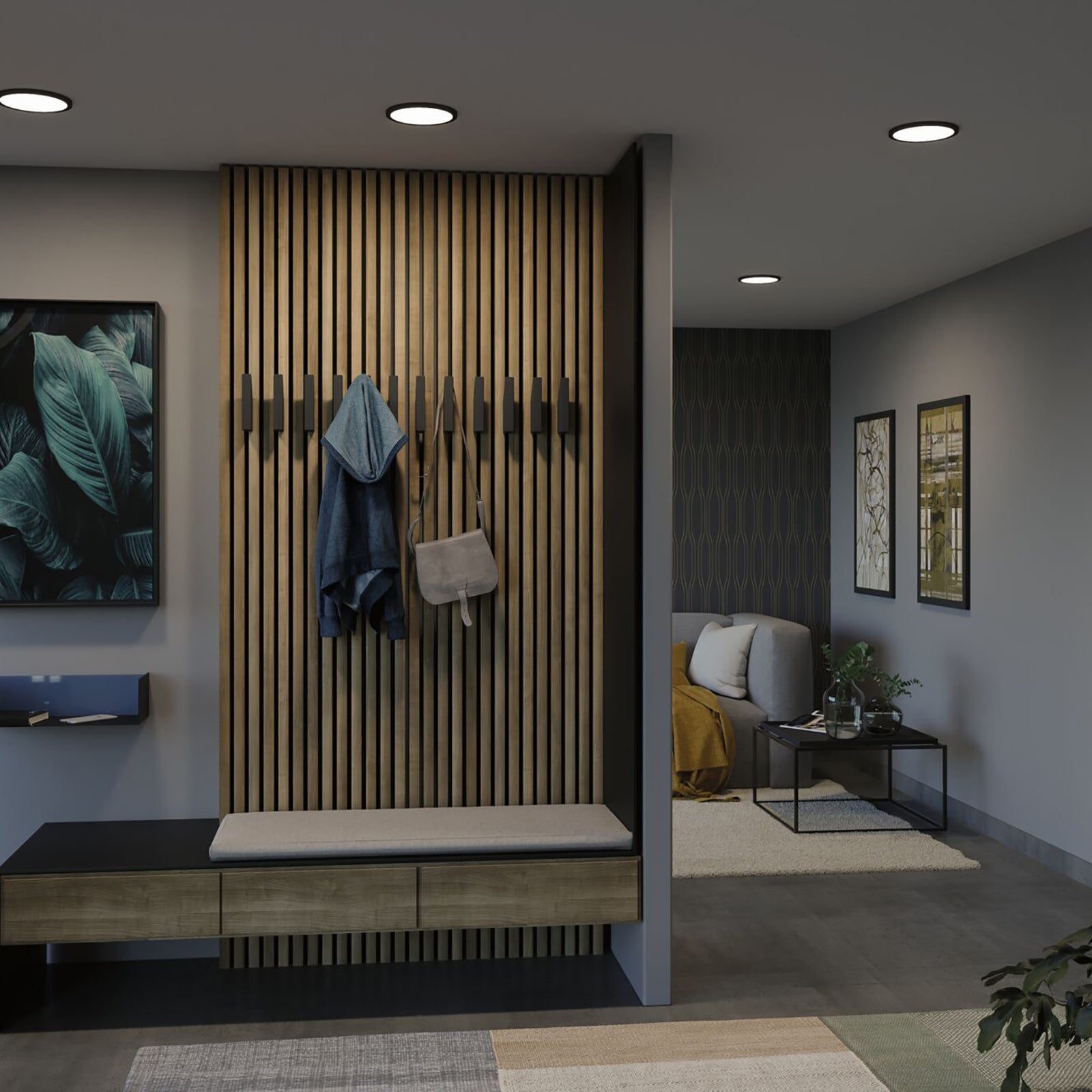 LED innbyggingspanel Areo dimbar svart med transformator